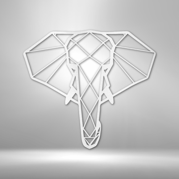 Geometric Elephant Steel Sign Laser Cut Powder Coated Home & Office Metal Wall D